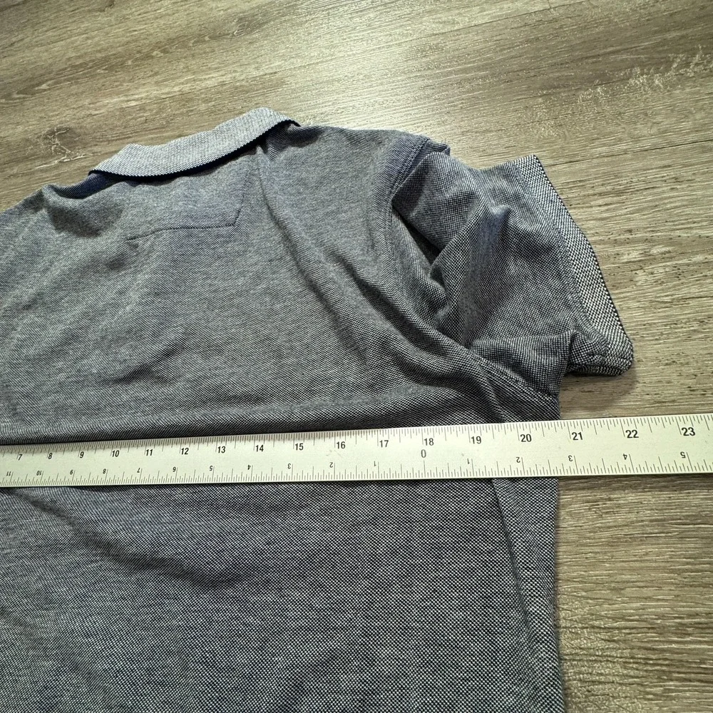 Banana Republic Polo Shirt Men Medium Gray Blue Pique Organic 100% Cotton Preppy